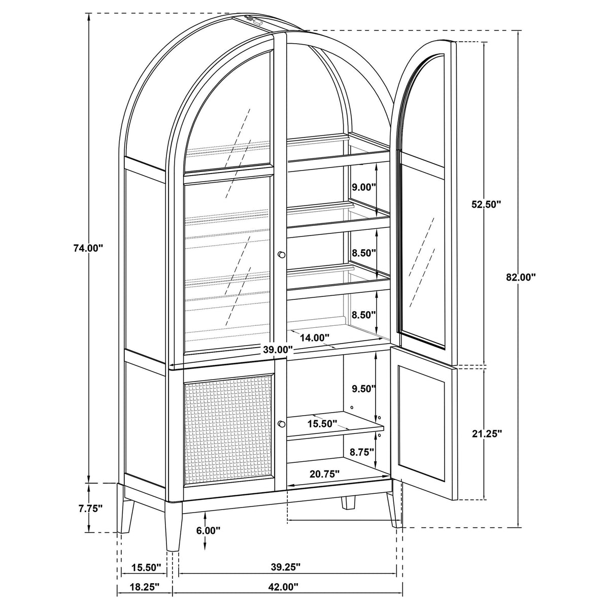 Kimpton - 4 Door Dining Display Cabinet - Beige