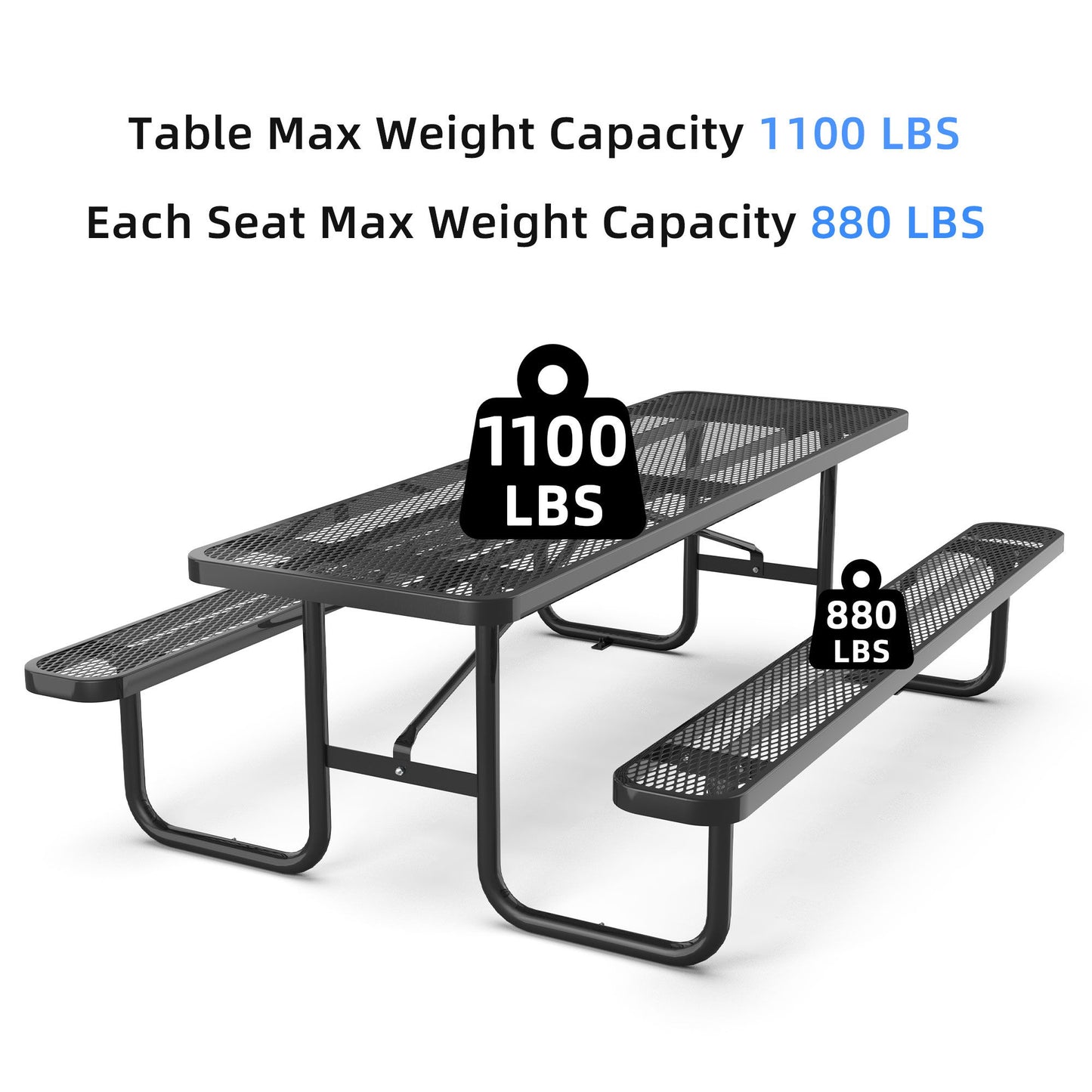 Metal Expanded Rectangular Picnic Table