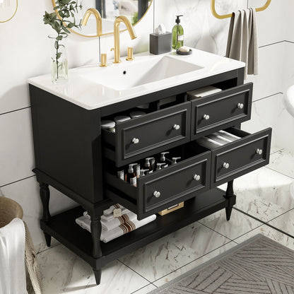 Bathroom Vanity Cabinet With Undermount Sink, 4 Drawer Set
