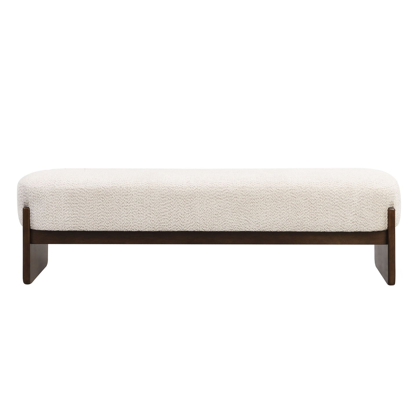 Ottoman With Upholstery, Rectangular Design - Beige / Brown