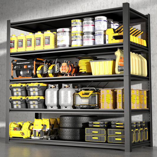 Tall Metal Shelves With Removable Dividers Are High Capacity And Load Bearing For Garages, Kitchens And Offices