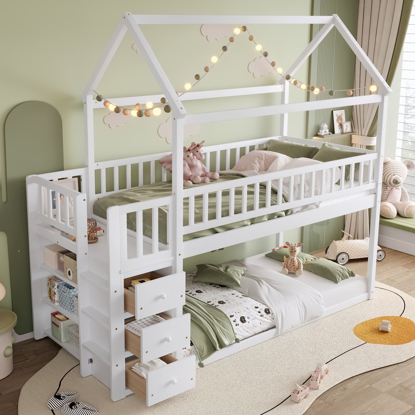 Bunk Bed With Shelves And Drawers, Storage Focused Design