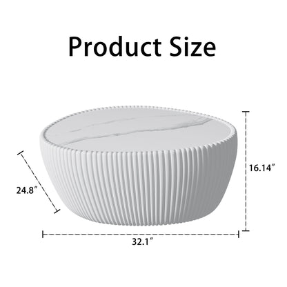 Goose Egg Shape Coffee Table For Living Room - White Pu