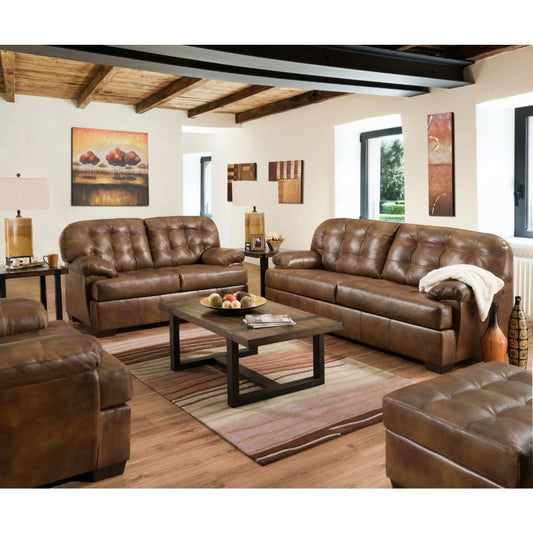 Saturio - Sofa - 2-Tone Brown Top Grain Leather Match