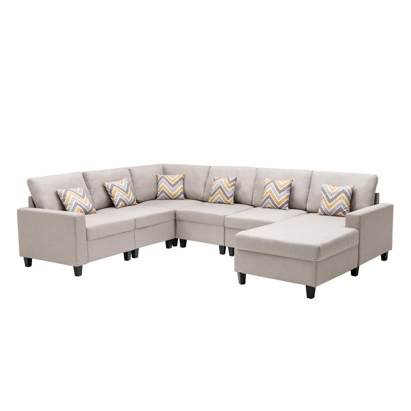 Nolan - Fabric 6 Piece Sectional Sofa With Pillows And Interchangeable Legs