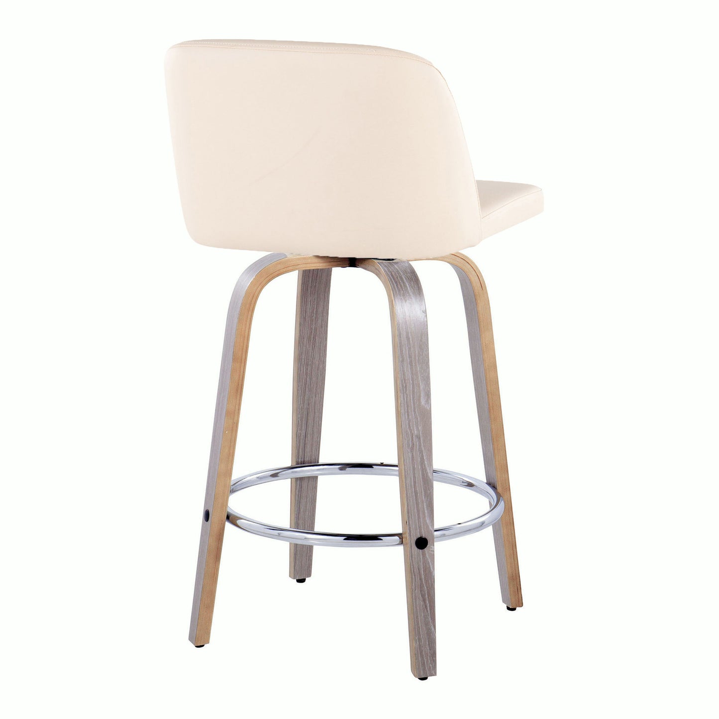 Toriano - Contemporary Fixed Height Counter Stool With Swivel & Round Footrest Modern Design (Set of 2)