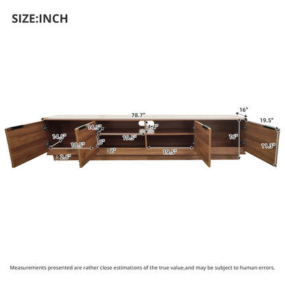 TV Stand, Entertainment Center With Fluted Door & Cable Management, Soft Closing Hinges - Walnut