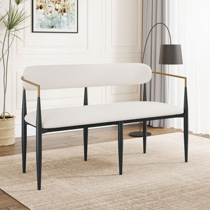 Modern Upholstered Loveseat Settee With Iron Frame