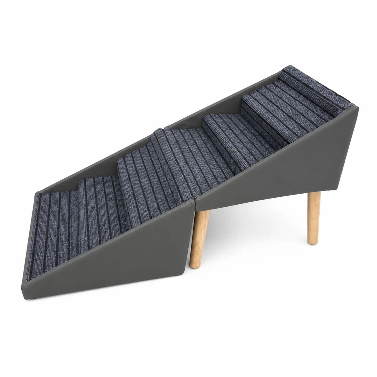 2 In 1 Dog Stairs For Bed And Couch, Foldable 6 Pet Steps - Gray