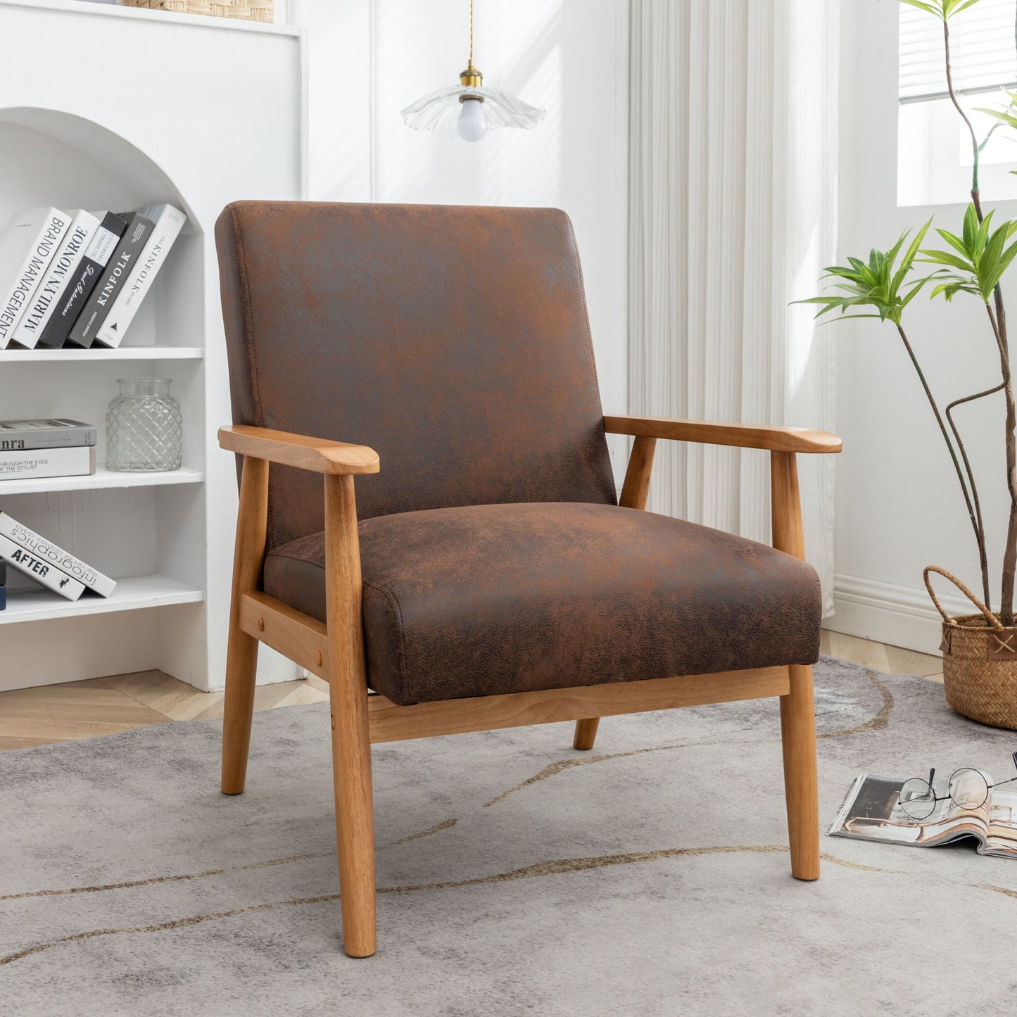 Wide Arm Chair - Light Brown