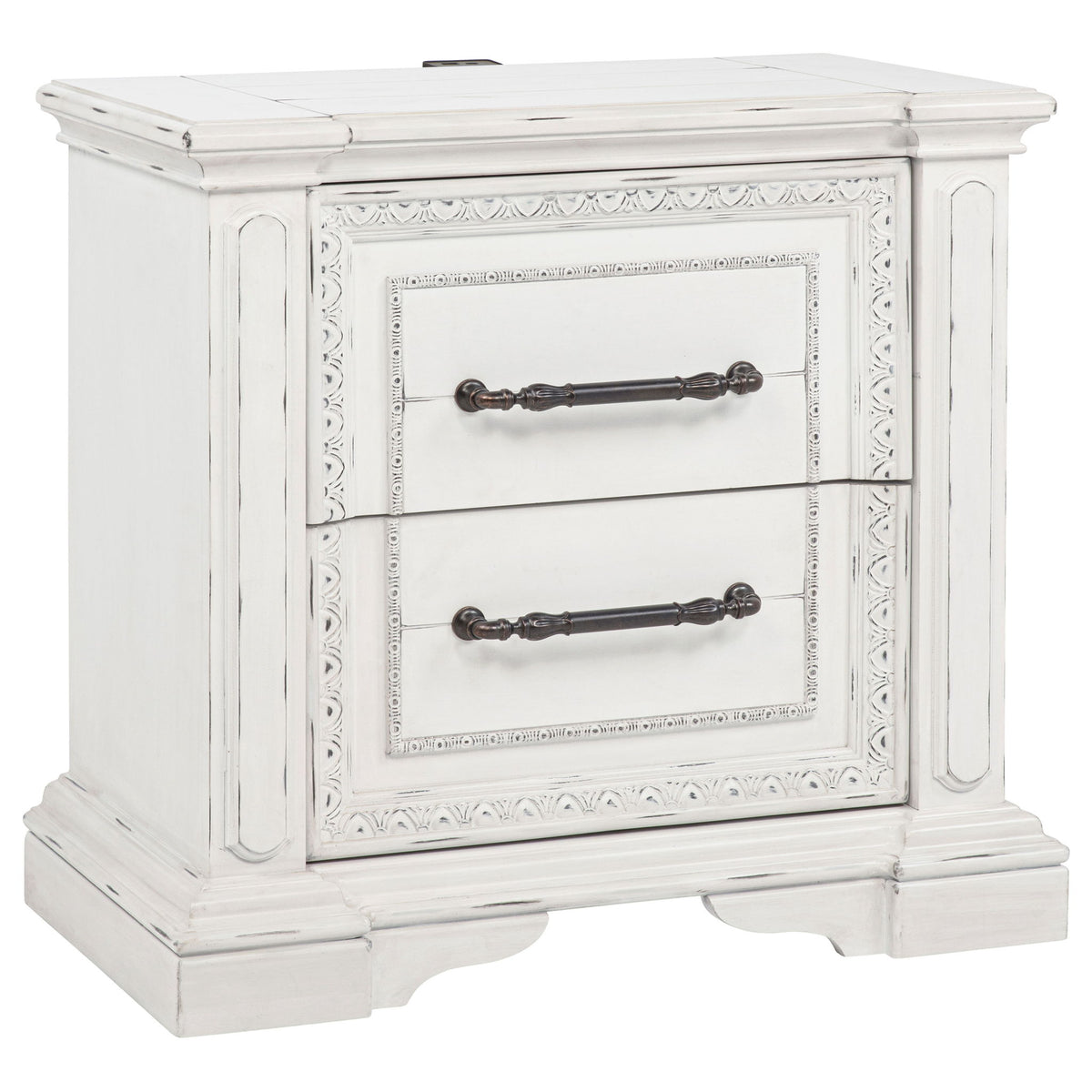 2 Drawer Nightstand With Dual USB Charging Ports - Vintage
