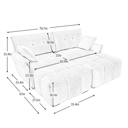 Sofa Set With Ottoman And Pillows, Textured, High Resilience Cushions