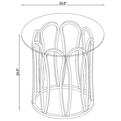 Round Glass Top Table With Polished Metal Base