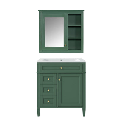 Bathroom Vanity With Medicine Cabinet, Royal Mirror Cabinet, Modern Bathroom Storage Cabinet With 2 Soft Closing Doors And 4 Drawers