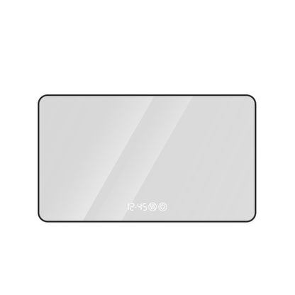 Modern Aluminum Frame Wall Mirror With Rounded Corners, Temperature Display, Tri Color Light, Defogging - Black