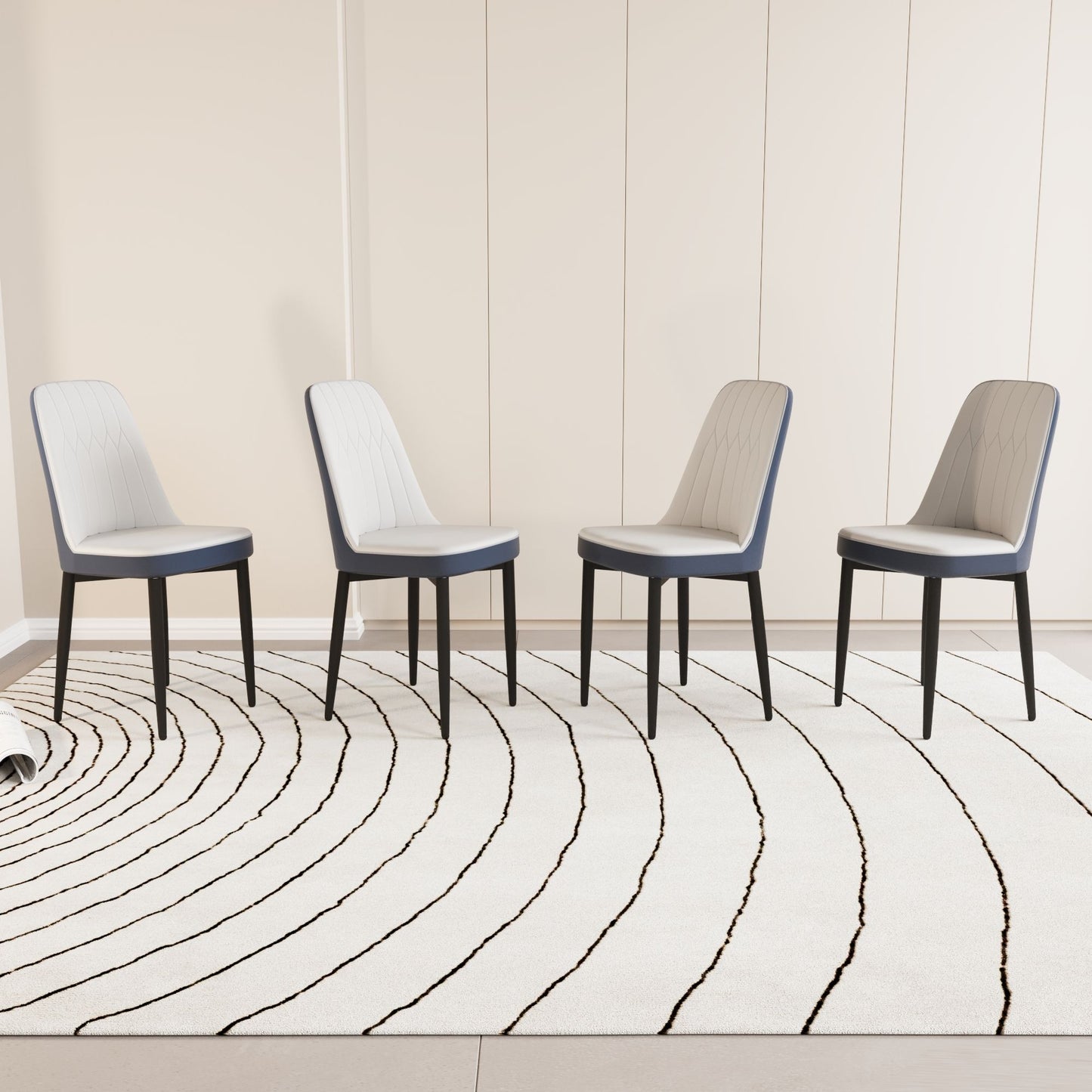 Modern Dining Chair With Cushions And Metal Legs