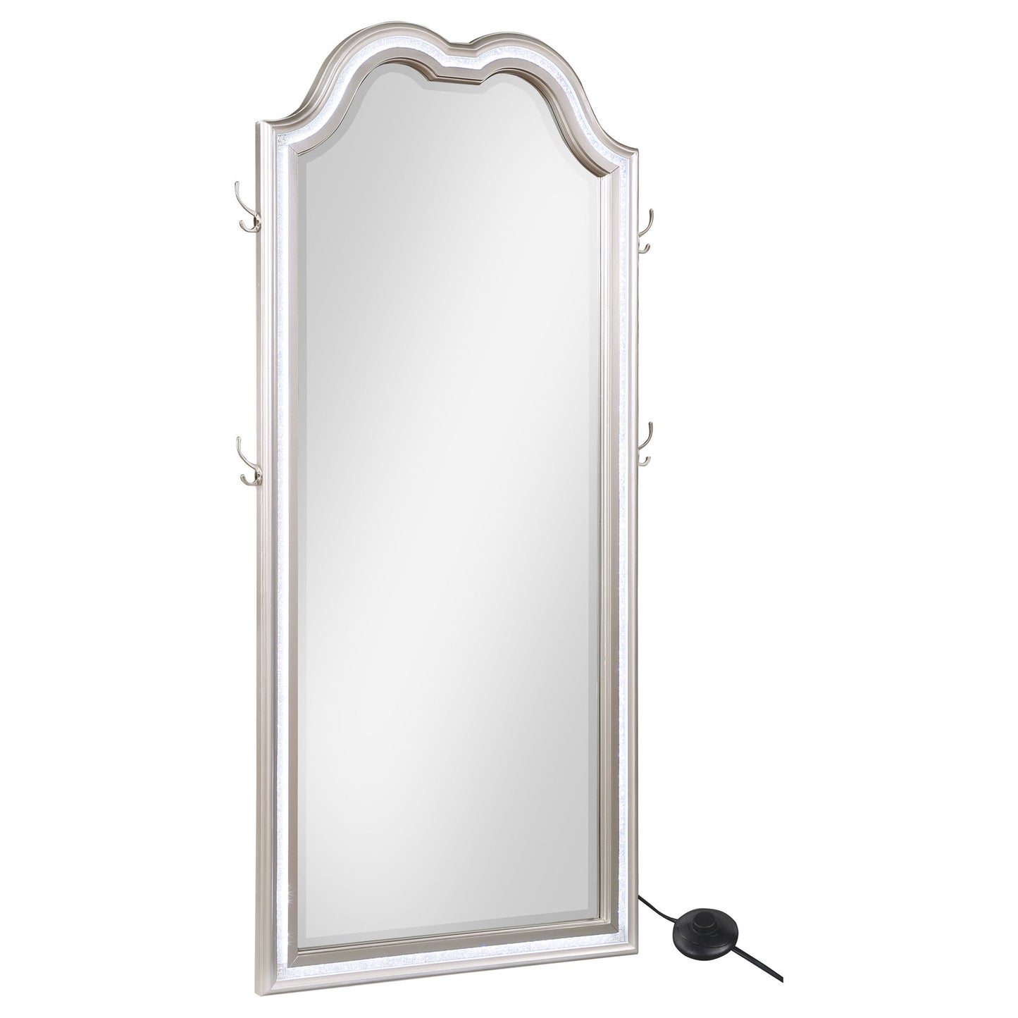 Colwood - Full Floor Mirror With LED Lighting And Storage Hooks - Silver