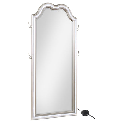 Colwood - Full Floor Mirror With LED Lighting And Storage Hooks - Silver