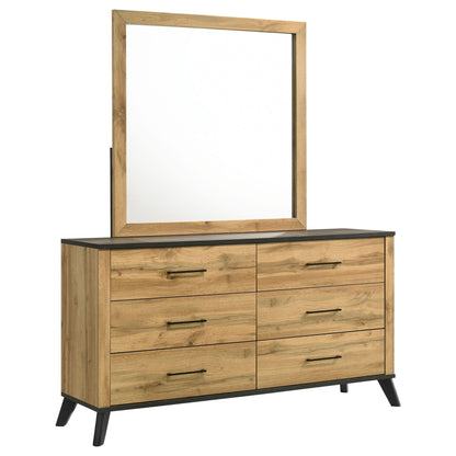 Georgina - 6 Drawer Dresser With Mirror - Natural Wood