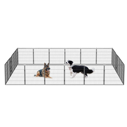 Dog Pens Outdoo Height Foldable 24 Panels Heavy Duty Metal Portable Dog Playpen Indoor Anti Rust Exercise Dog Fence With Doors For Pets Play Pen For RV Camping Yard - Black