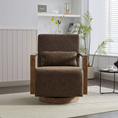 Swivel Modern Upholstered Accent Chair With Armrests
