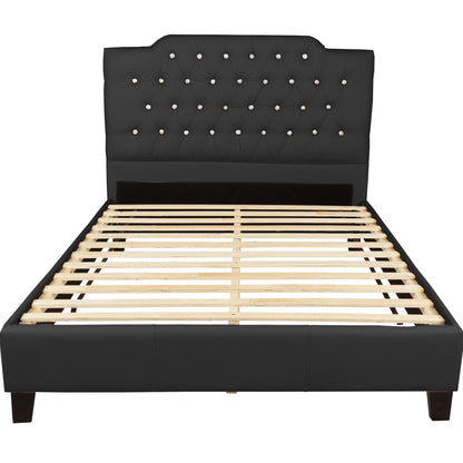 Modern Bed Frame With Tufted Upholstered Headboard