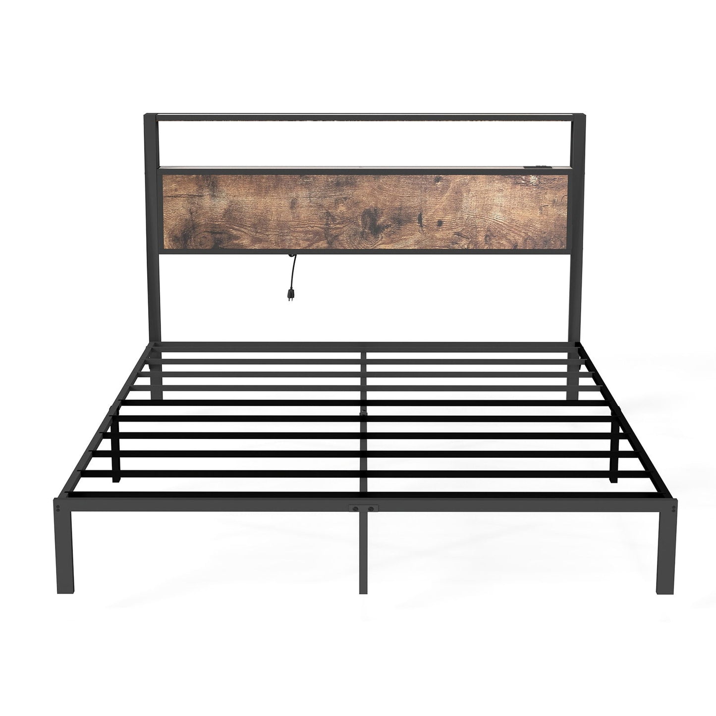 Bed Frame With Headboard, LED Lights & Charging Station