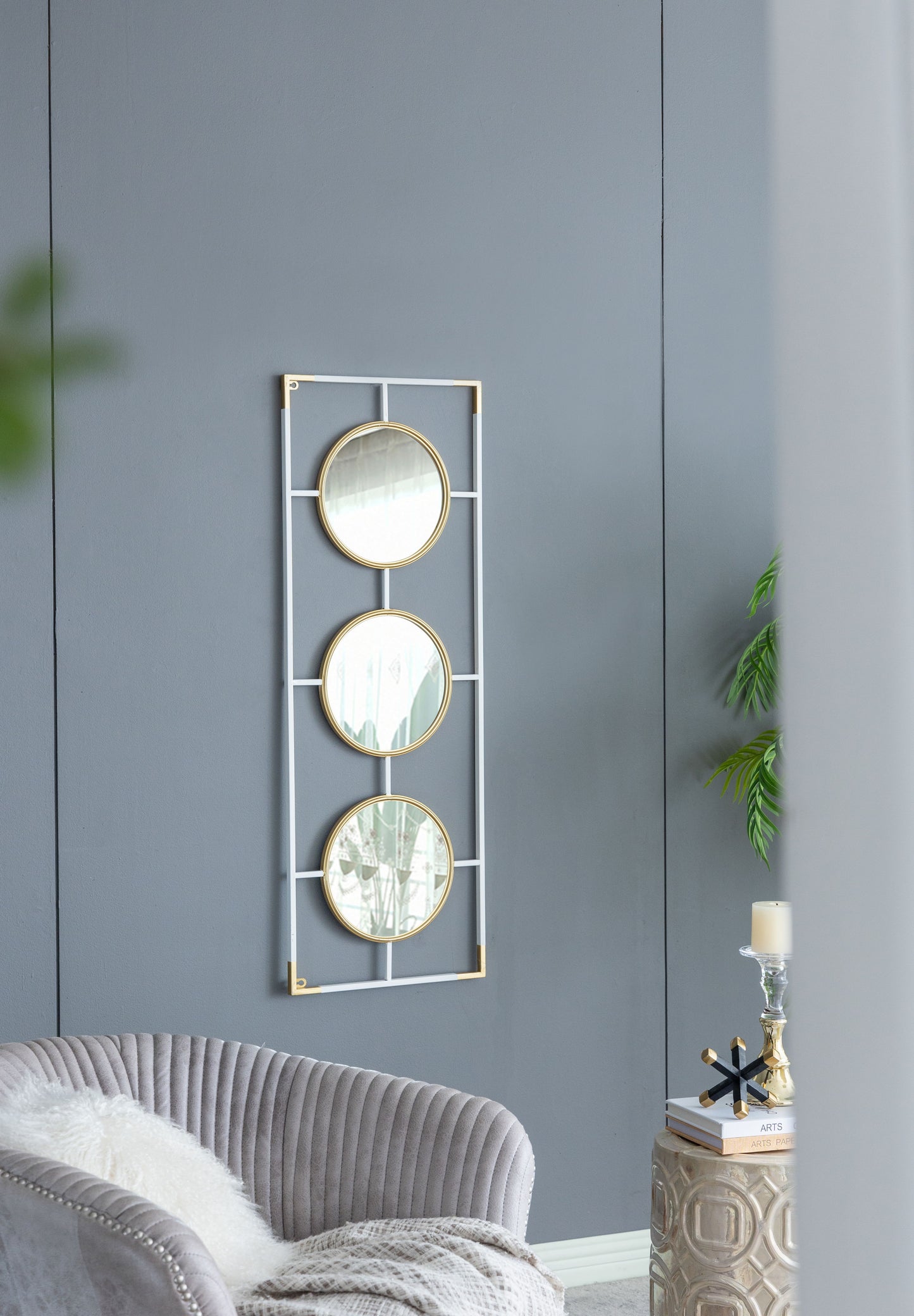 3 Mirror Piece Wall Mirror InRectangular Frame, Home Wall Decor For Bedroom Living Room