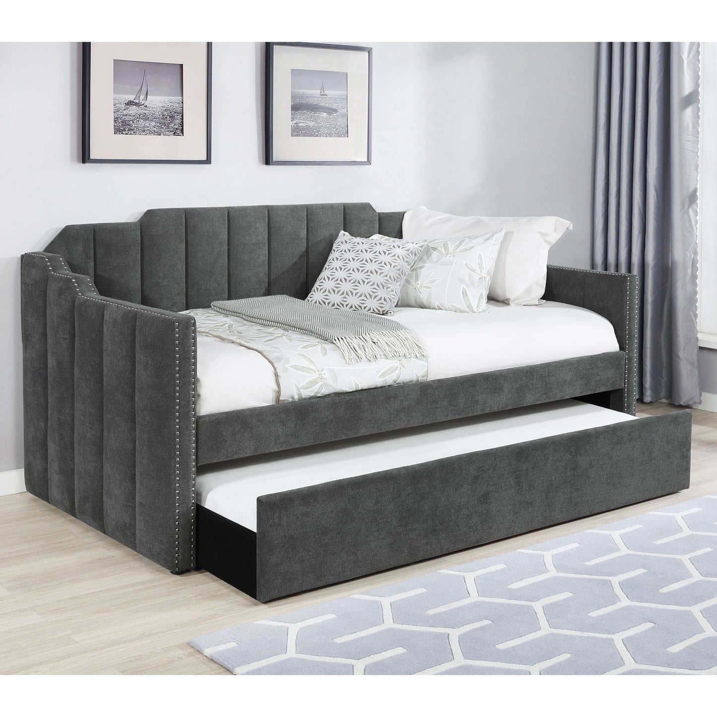 Pressley - Twin Daybed With Trundle - Charcoal