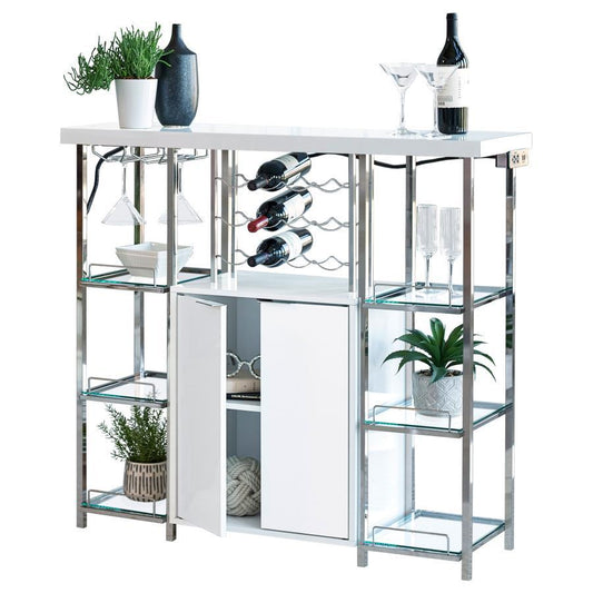 Gallimore - 2 Door Bar Cabinet Wine Storage - White High Gloss