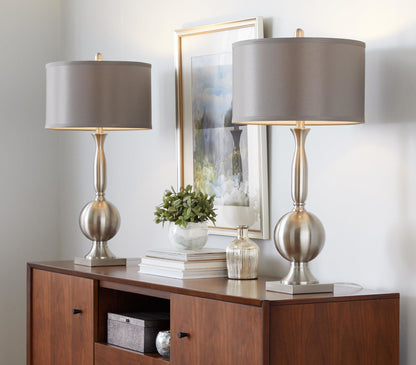 Joan - Contemporary Table Lamp (Set of 2) - Brushed Nickel
