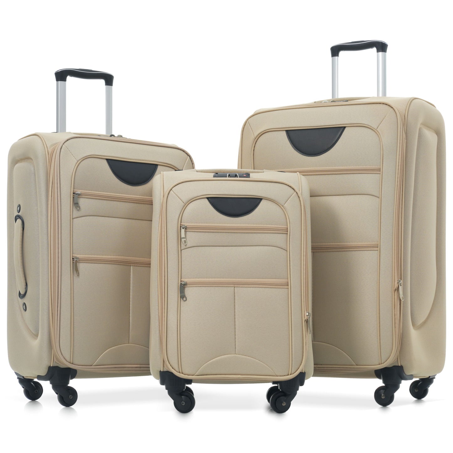 Softside Luggage Expandable 3 Piece Set Upright Spinner Lightweight Suitcase