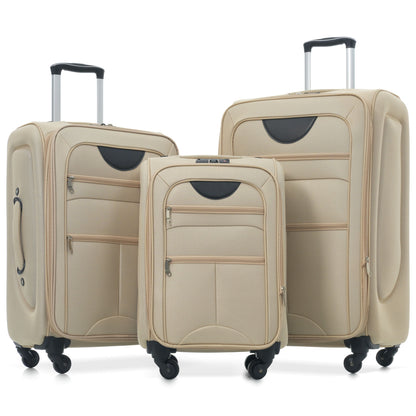 Softside Luggage Expandable 3 Piece Set Upright Spinner Lightweight Suitcase