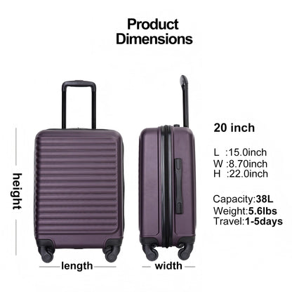20" Carry On Luggage Lightweight Suitcase, Spinner Wheels
