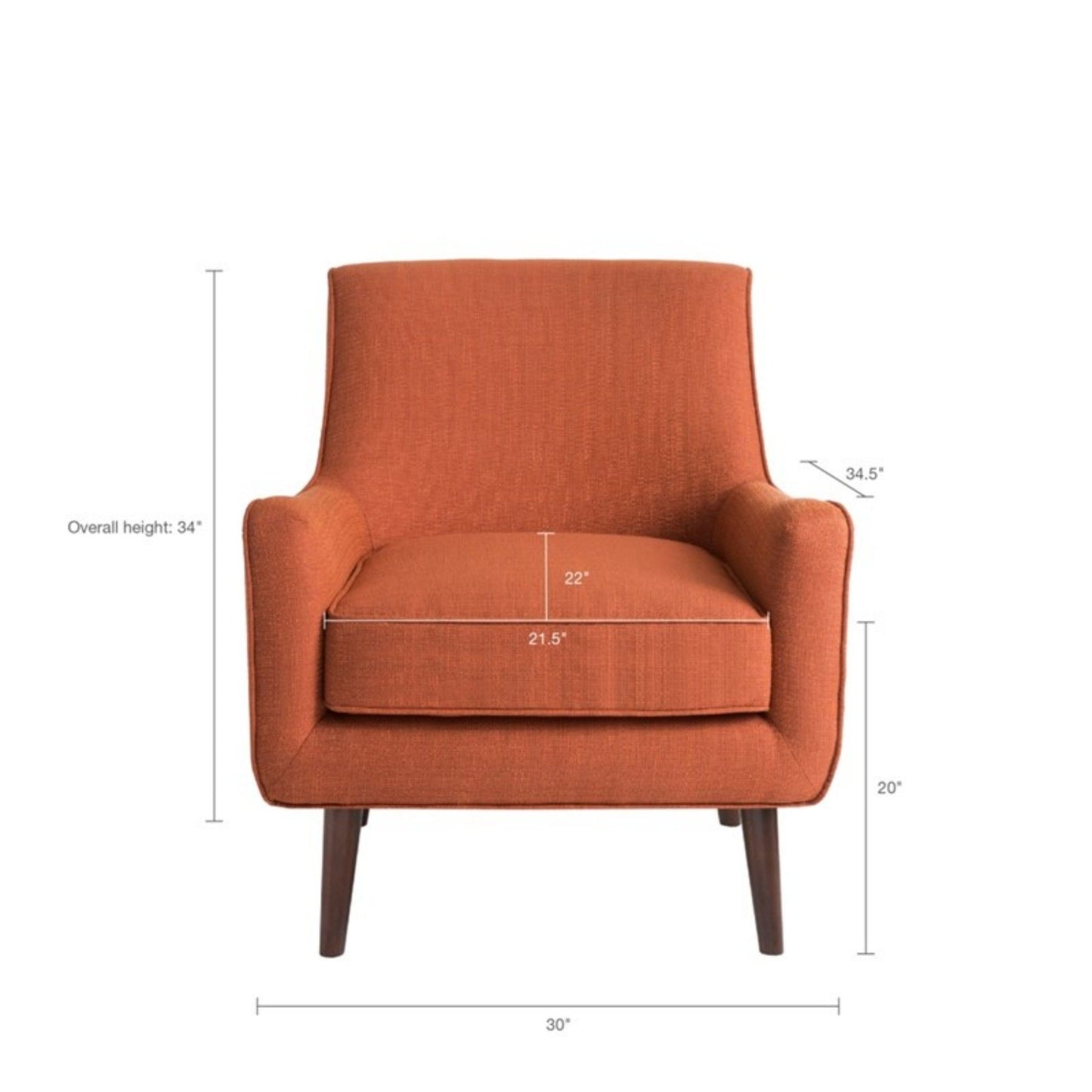 Accent Chair Upholstered With Legs - Burnt Orange