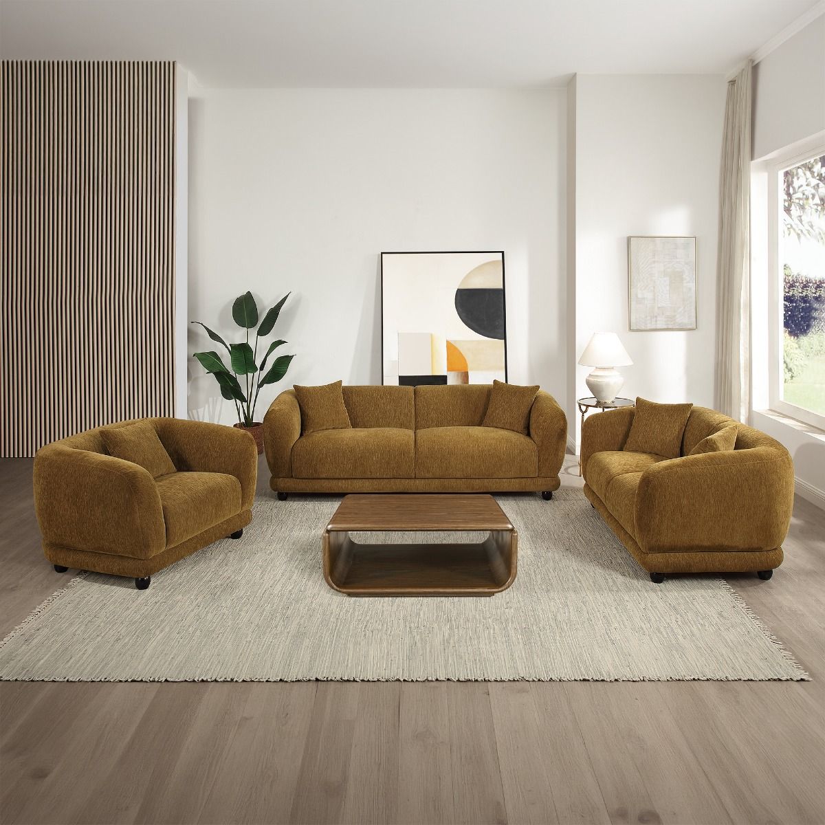 Lennox - Loveseat With 2 Pillows - Brown Chenille