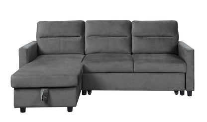 Ivy - Velvet Reversible Sleeper Sectional Sofa With Storage Chaise And Side Pocket