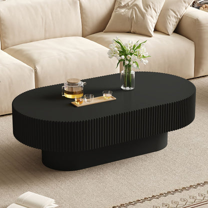 Oval Coffee Table With Thick Tabletop For Living Room