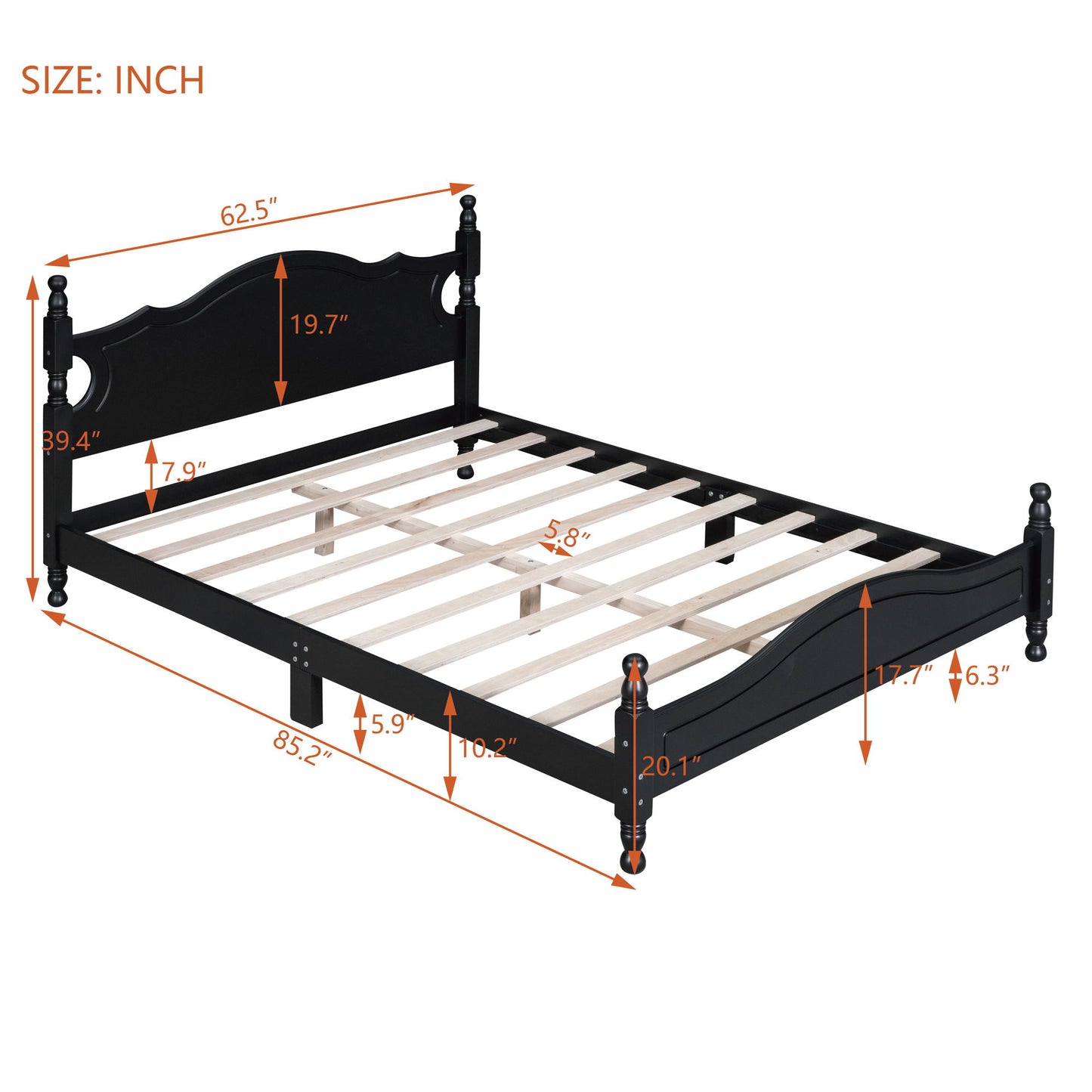 Platform Bed Frame With Slat Support