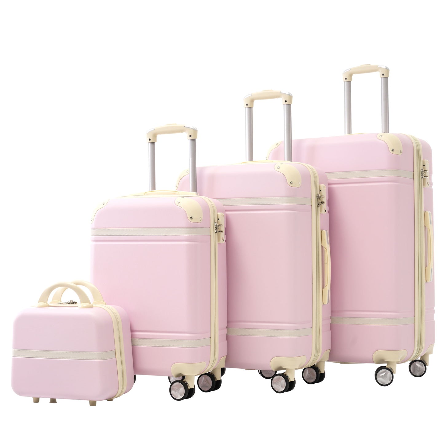 Hardshell Luggage Set 4 Pieces With Tsa Lock 20" / 24" / 28" Spinner Suitcase Lightweight - Light Pink