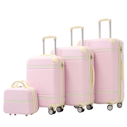 Hardshell Luggage Set 4 Pieces With Tsa Lock 20" / 24" / 28" Spinner Suitcase Lightweight - Light Pink