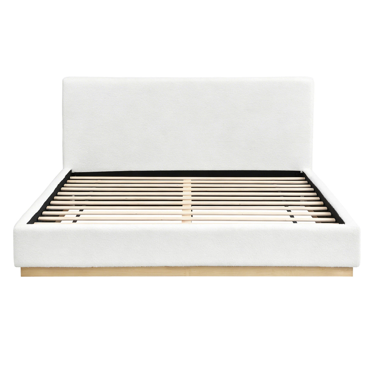 Queen Upholstered Bed - Natural / White
