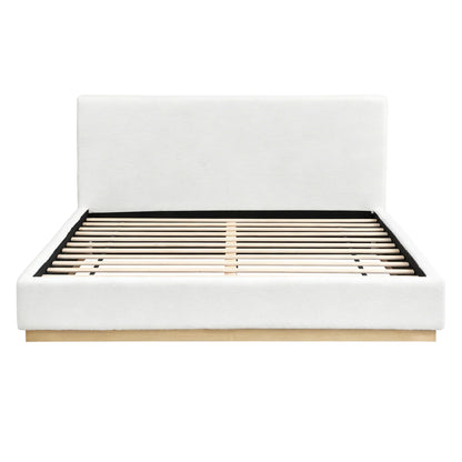 Queen Upholstered Bed - Natural / White