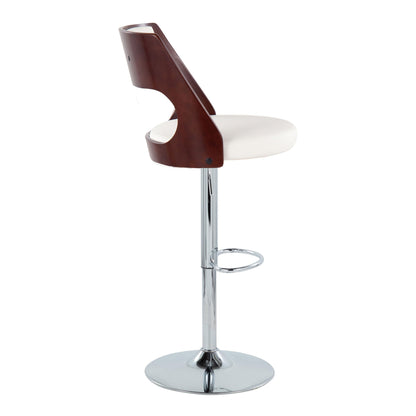 Cecina - Mid-Century Modern Adjustable Height Barstool Wth Swivel And Oval Footrest (Set of 2)