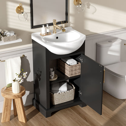 20" Bathroom Vanity With Bulged Sink, Freestanding Single Vanity Set, Soft Close Door