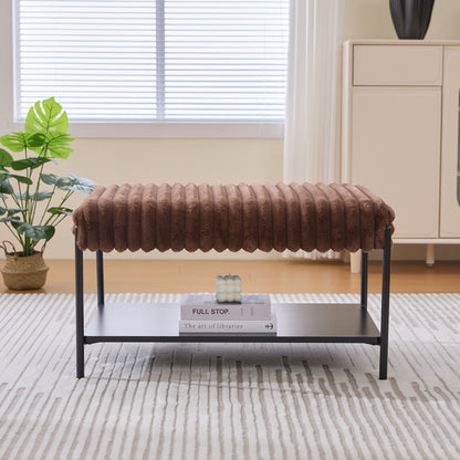 Upholstered Ottoman Coffee Table Foot Rest With Open Storage