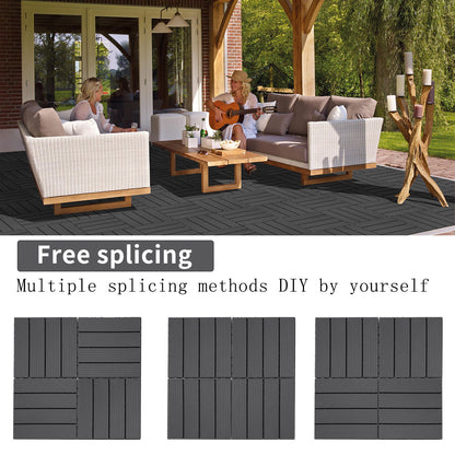 Plastic Interlocking Deck Tiles (Pack Of 44), Patio Flooring Outdoor Waterproof All Weather Use For Garden, Poolside Front / Back Yard - Light Gray