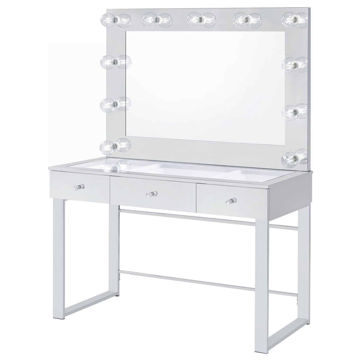 Trevor - 3 Drawer Makeup Vanity Table With Mirror - Chrome