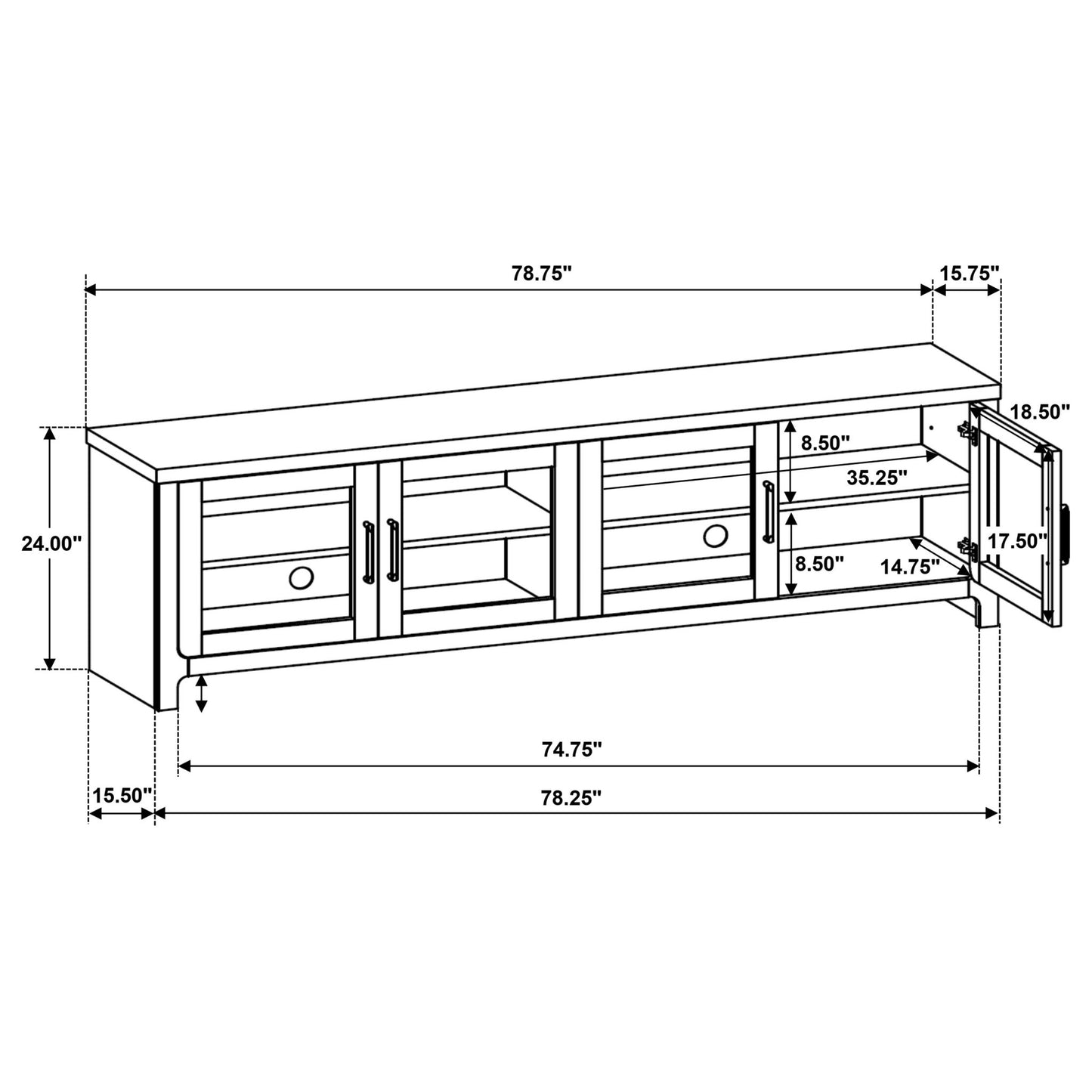 Trowbridge - 4 Door TV Stand - Oak