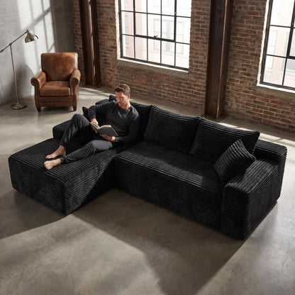 Cloud Modular Sectional Sofa Couch With L-Shape Chaise, Upholstered Couches For Living Room - Black